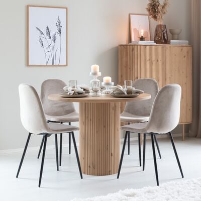 Taimi-Furia 4-hengen pyöreä ruokailuryhmä hiili/beige